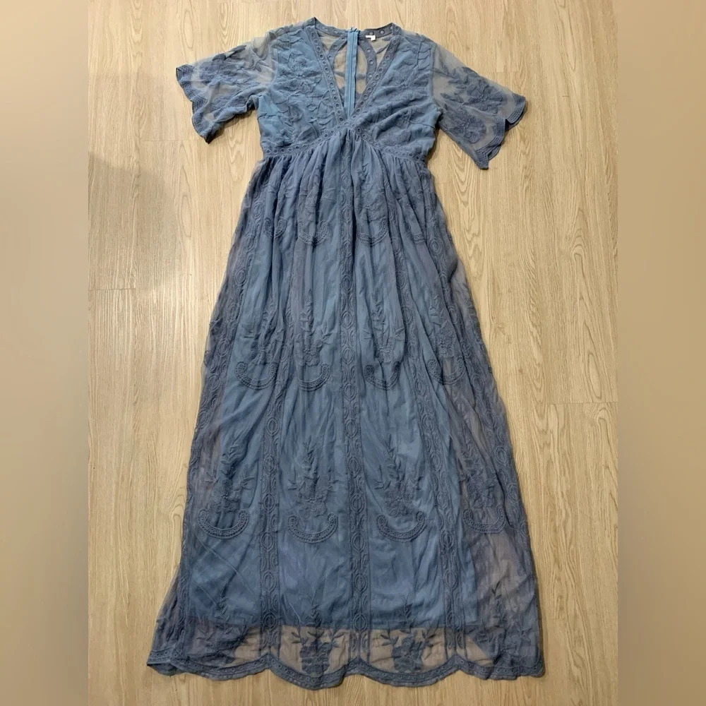 𝅺PinkBlush Lace overlay maxi dress NWT - Picture 10 of 10